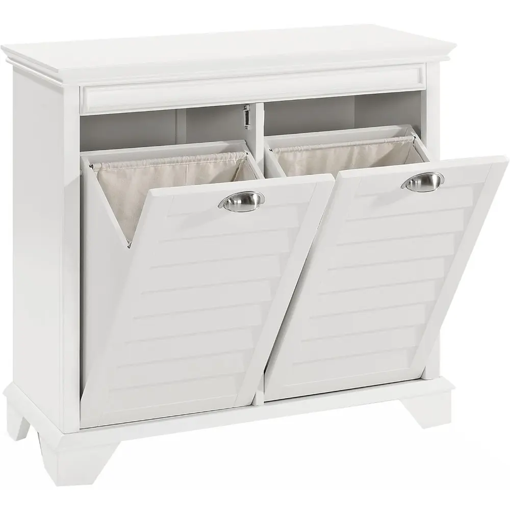Lydia Laundry Hamper with Linen Sorting Bags, Bathroom Storage and Organization, White