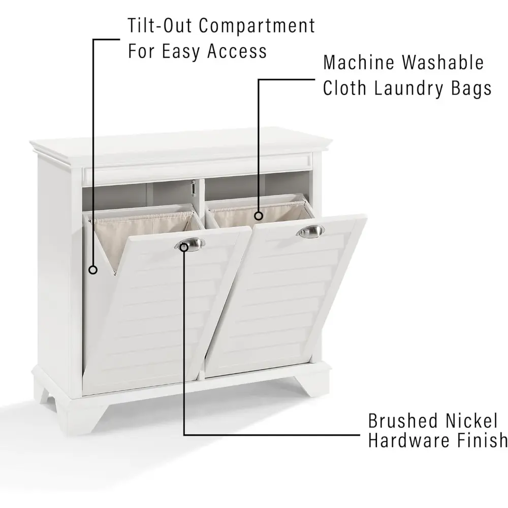Lydia Laundry Hamper with Linen Sorting Bags, Bathroom Storage and Organization, White