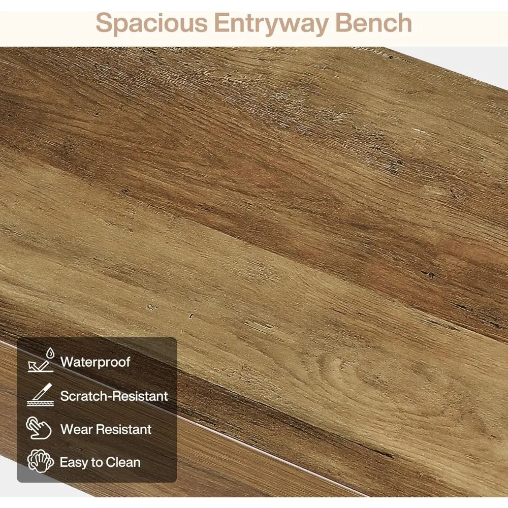 47" Long Entryway Bench, Large Engineered Wood Shoe Bench with Heavy-Duty Legs, Farmhouse End of Bed Bench for Bedroom, Entrywa