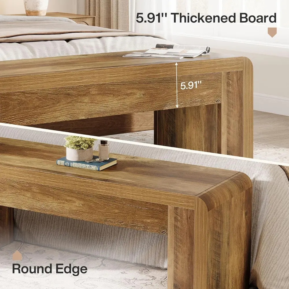 47" Long Entryway Bench, Large Engineered Wood Shoe Bench with Heavy-Duty Legs, Farmhouse End of Bed Bench for Bedroom, Entrywa