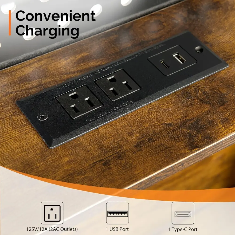 VINGLI Floating Bed Frame Queen with USB Charging Station/LED Lights, 14'' Platform Bed Frame Heavy Duty Metal Bed Queen Size fo