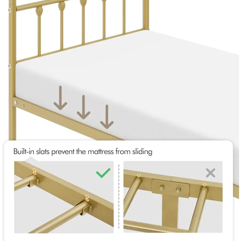 Yaheetech 2Pcs Twin Size Metal Platform Bed Frame with Victorian Style Iron-Art Headboard/Footboard/Under Bed Storage/No Box Spr