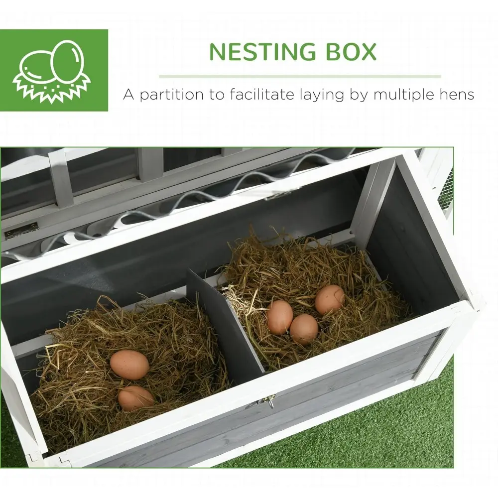 Wooden Chicken Coop with Run for 3-4 Chickens, Hen House with Nesting Box, Removable Tray, Fence, Outdoor Poultry Cage, 68" x 5