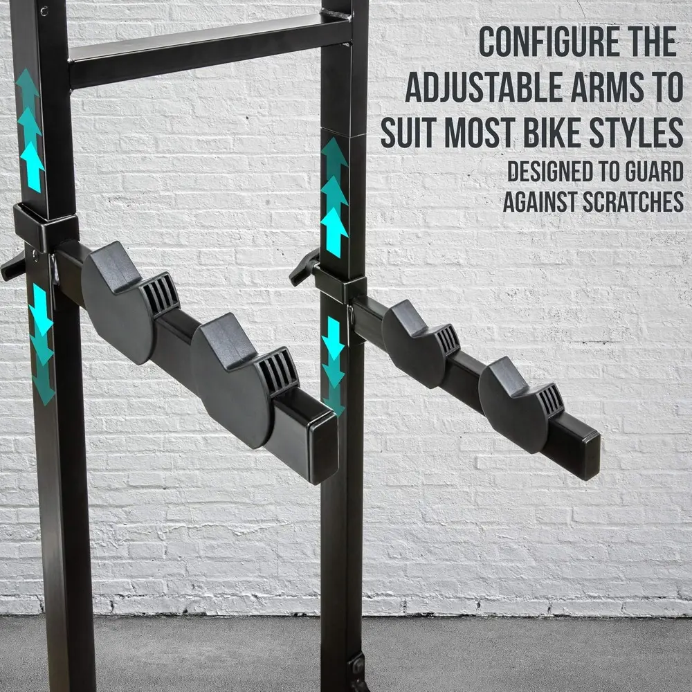 Bike Garage Storage Rack, 4 Bicycle Garage Floor Stand, Adjustable, Freestanding, Adjustable Hooks, For Mountain & Road bicycles