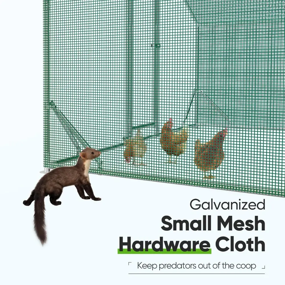 Premium Large Metal Chicken Coop Run Upgraded with Galvanized Hardware Cloth & 1.26" Reinforced Metal Tube, Walk-in Poultry Cag