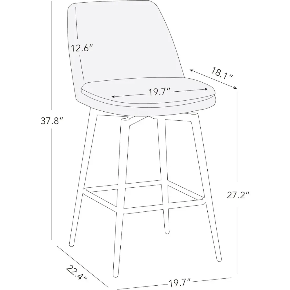 Counter Height Swivel Barstools, FSC Certified Upholstered Faux Leather Bar Stools Set of 2, Metal Base, 27.2" Seat Height, Sad