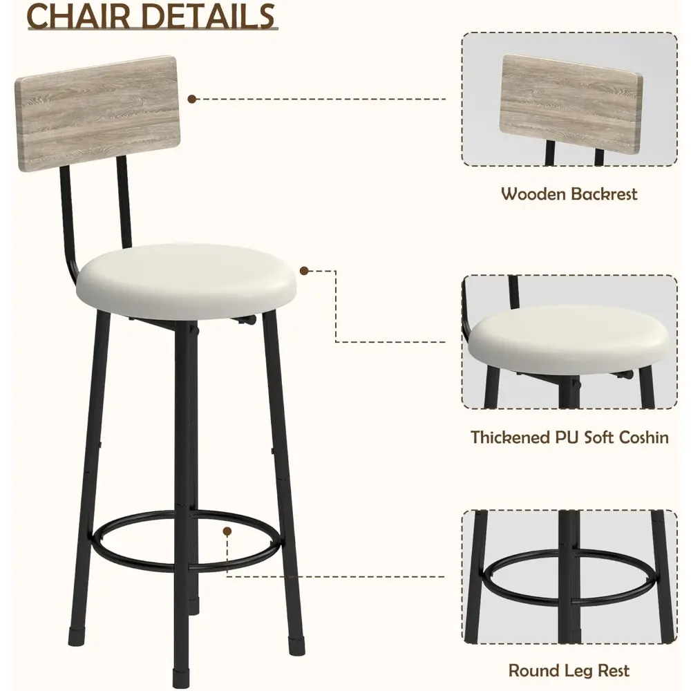 47.2-Inch Bar Table and Chairs Set, Modern Industrial 5-Piece Counter Height Dining Table Set, Bar Table with 4 stools Bar