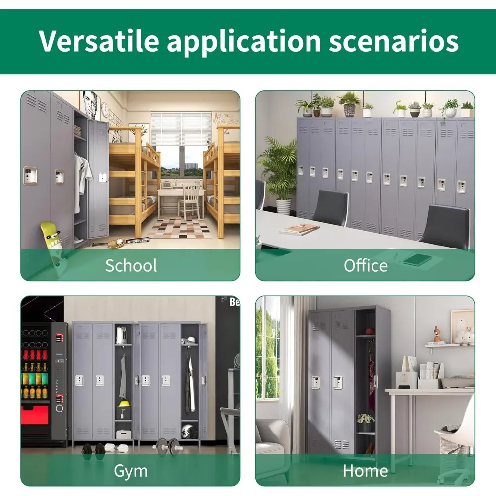 Metal Locker 3 Doors Storage Lockers for Employee,72" Tall Locker with Shelves and Hooks Steel Sports Locker for Office School O