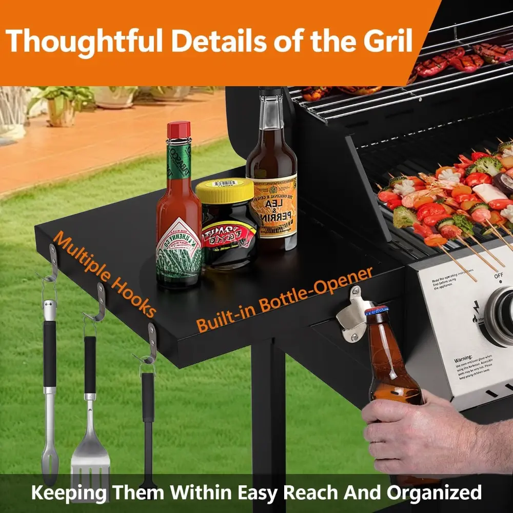 5-Burner Propane Gas Grill and Griddle Combo, Dual Zone Outdoor BBQ with 54,000 BTU 627 SQ.IN. Stainless Steel & Porcelain Cast