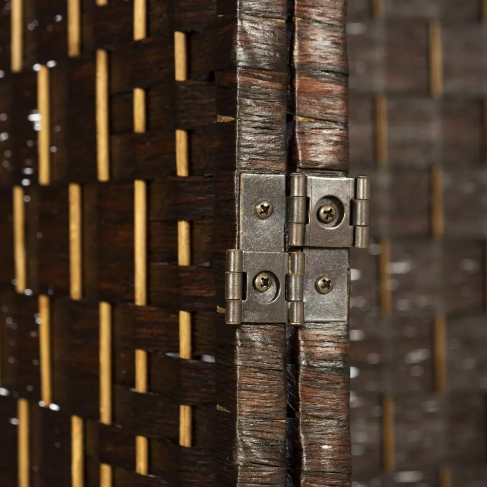 8 Panels Room Divider Privacy Partition Screen Bamboo Fiber Weave Brown Color 5.9 ft High X 11.7 ft Wide