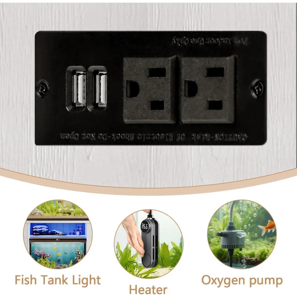 75 Gallon Fish Tank Stand with Power Outlets & LED Light, Farmhouse Fish Tank Stand with 2 Drawers and 2 Barn Door, 55-75 Gallo