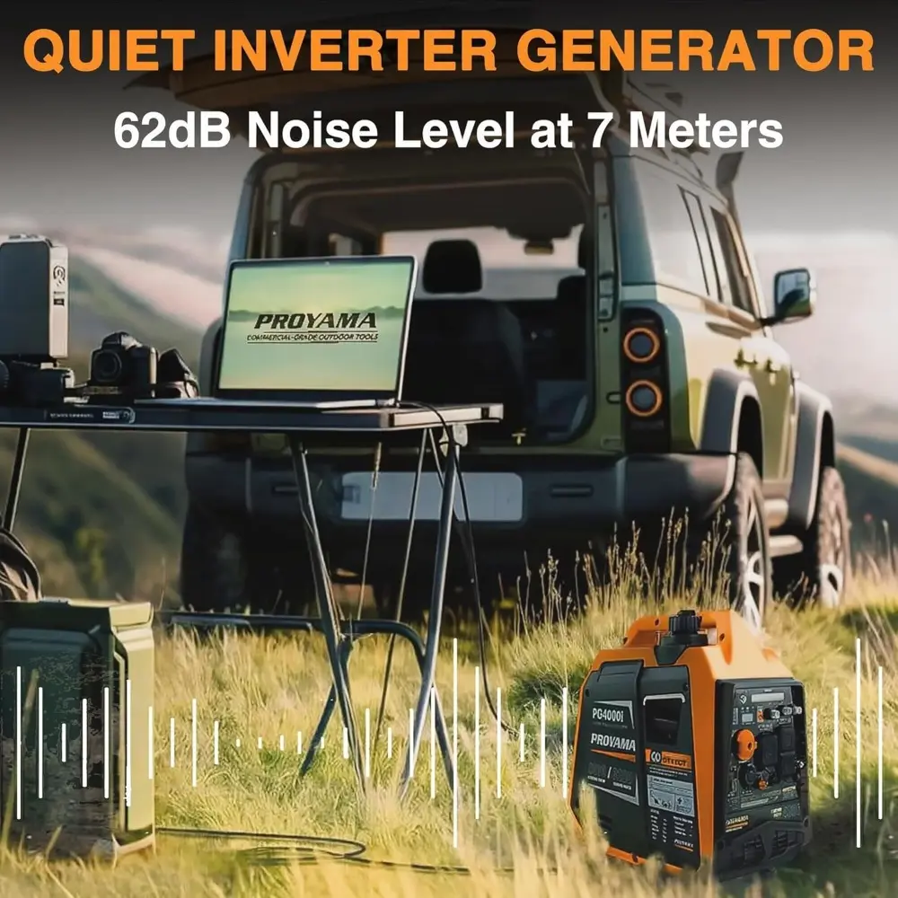 4000W Portable Gas Inverter Generator, CO Sensor, Digital Interface, RV - Ready, LED Light, ECO - Mode, Parallel Capable, Low O