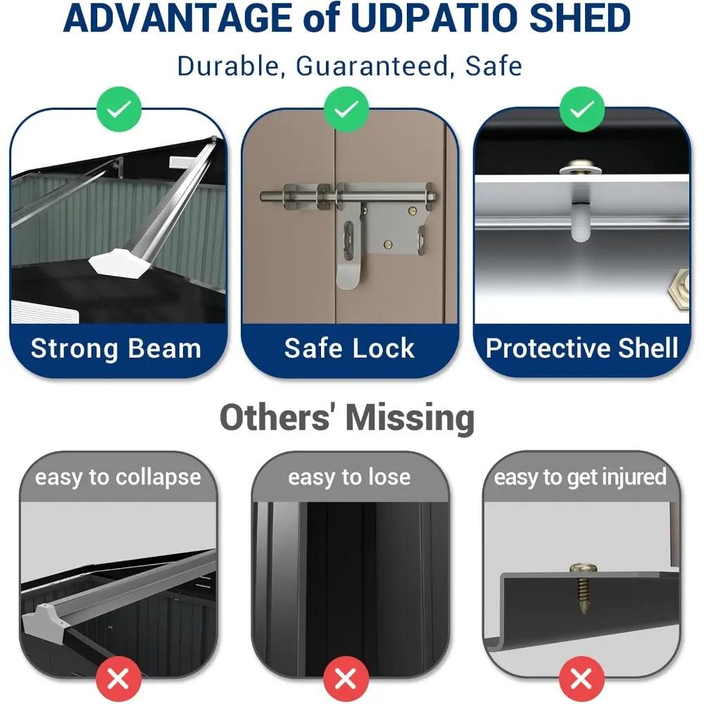 Outdoor Storage Shed 10x10 FT, Outside Sheds & Outdoor Storage Metal Galvanized Steel for Backyard, Patio, Lawn, Tool Shed with