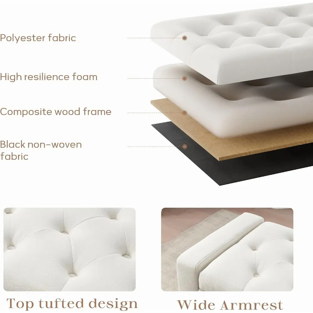 Ottoman with Storage, 48.8" Fabric Storage Ottoman Bench with Hinge, Bedroom Bench, Upholstered Benches with Seating for Living