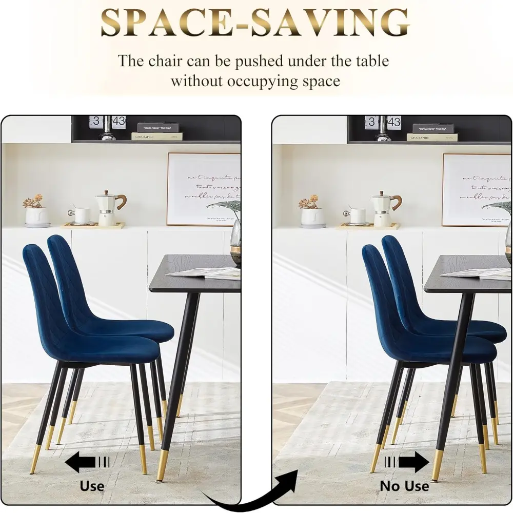 Modern Armless Dining Chair Set of 4, High Back Side Chair, Navy Blue