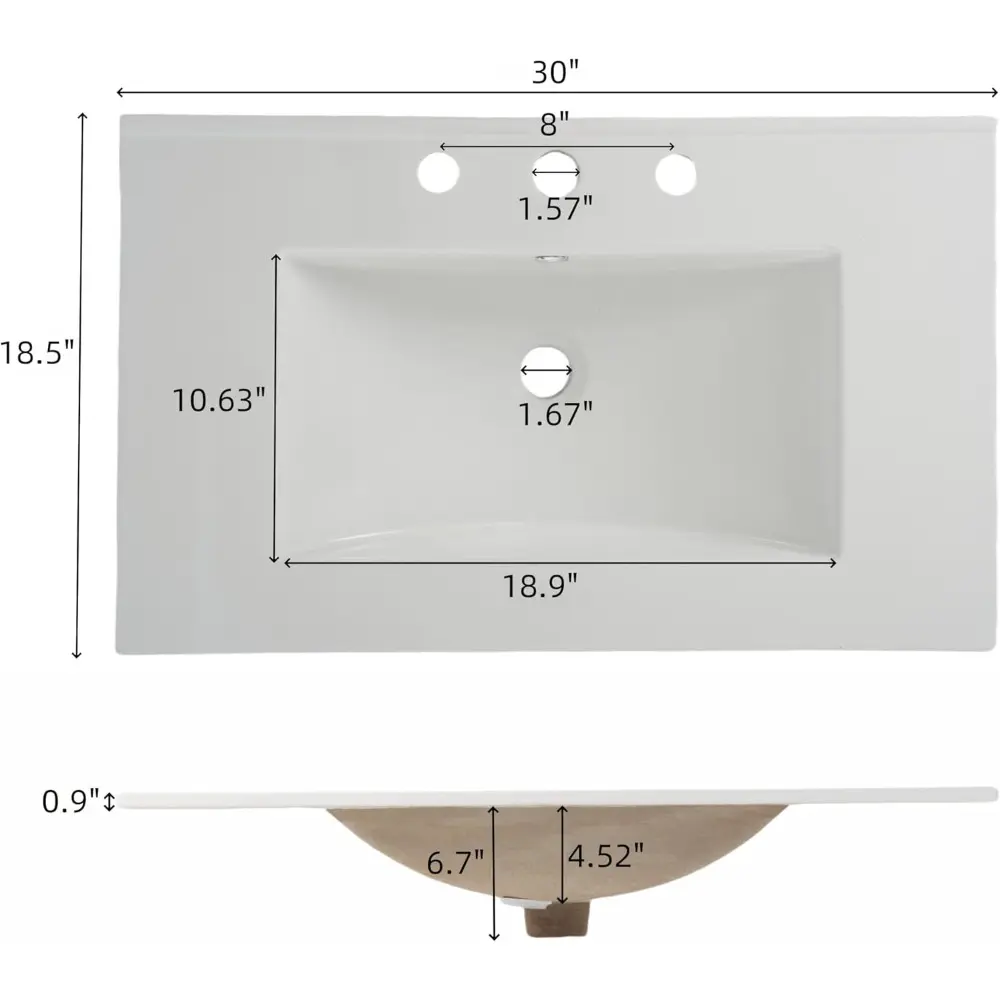 Merax 30" Bathroom Vanity with Ceramic Sink and 2 Full-Extension Drawers Freestanding Undermount Sink Cabinet, Natural