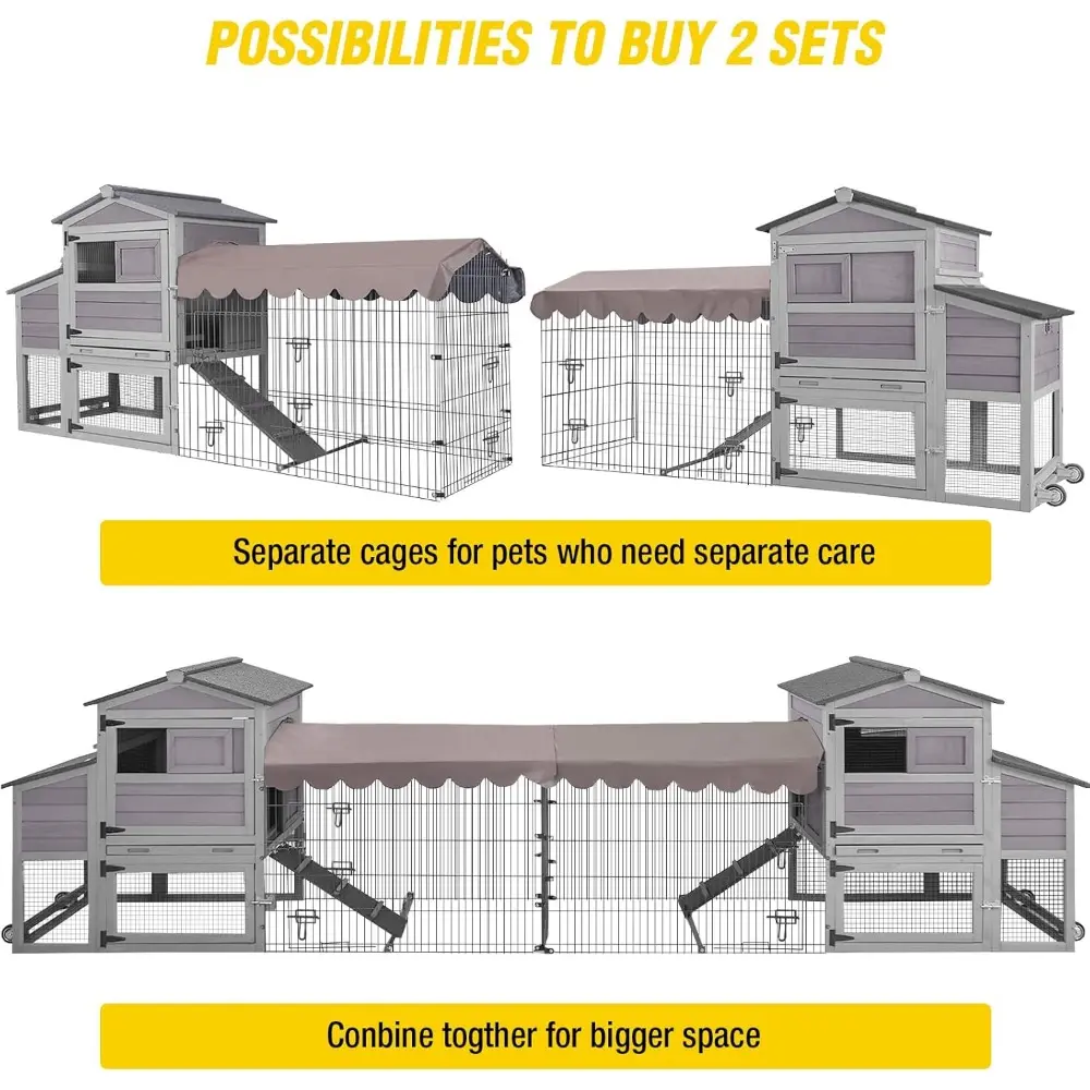 Mobile Chicken Coop Expandable Hen House with Two-Section Nesting Box,Predator-Resistant Locks, UV-Resistant Roof, 81.9" L x 28