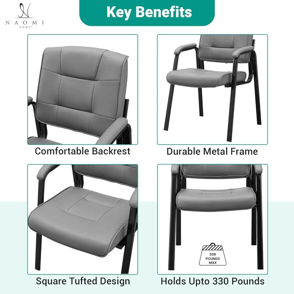 Indulge in Comfort Mindy Office Guest Chair Set of 4 - Luxurious Leather Executive Waiting Room Chairs Set of 4 for Reception,