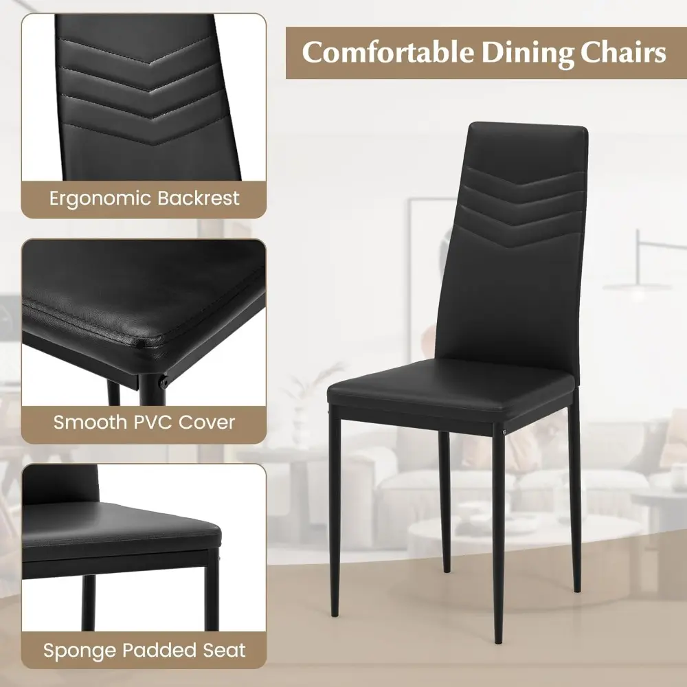 9-Pieces Dining Table Set for 6-8, Modern Rectangular Kitchen Table with 8 PVC Leather Dining Chairs, 330Lbs Space-Saving Dinet