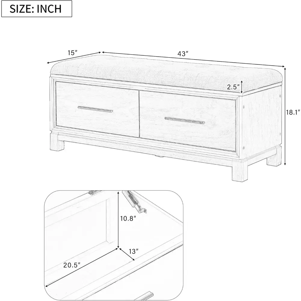 Shoe Bench with Removable Cushion & Hidden Storage,Entryway Bench with Soft Seat & Pine Frame,350lb Capacity,Storage Seating wi