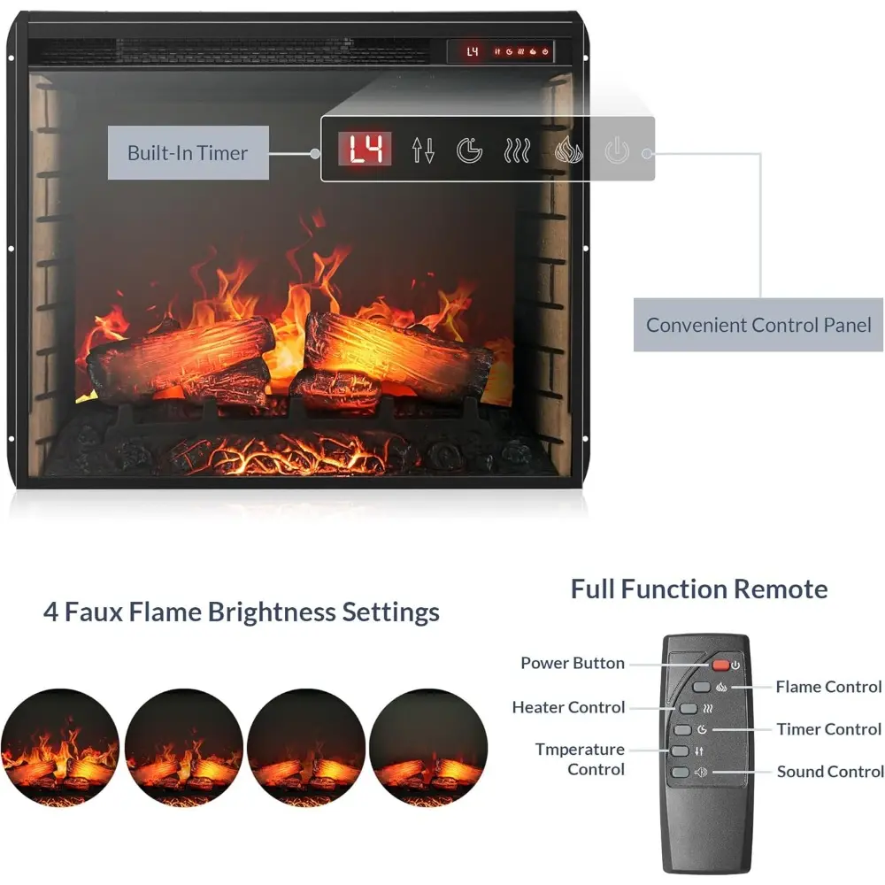 Modern 70" Electric Fireplace Heater Mantel TV Stand & Media Entertainment Center for TVs up to 68" with Energy-Efficient Heate