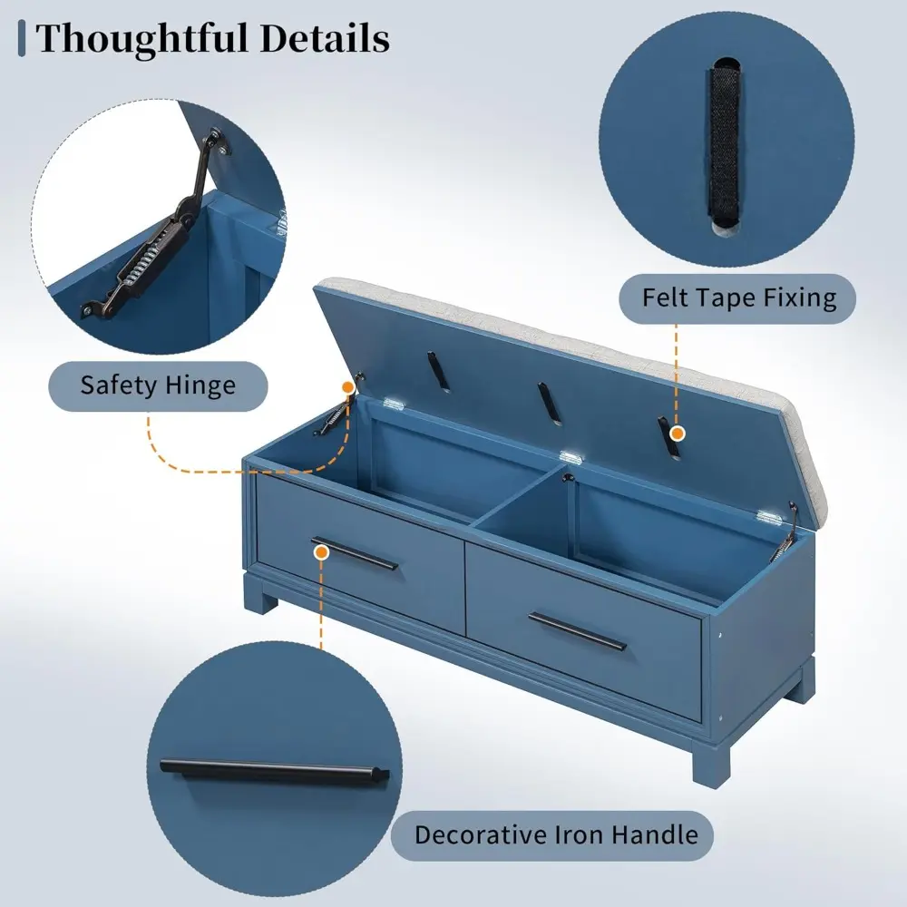 Shoe Bench with Removable Cushion & Hidden Storage,Entryway Bench with Soft Seat & Pine Frame,350lb Capacity,Storage Seating wi