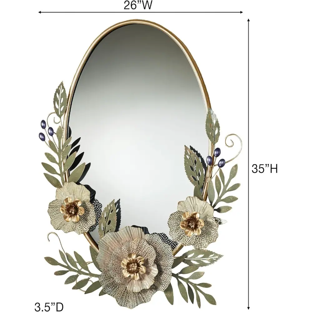 Forever Blooms Pastel Floral Oval Wall Mirror