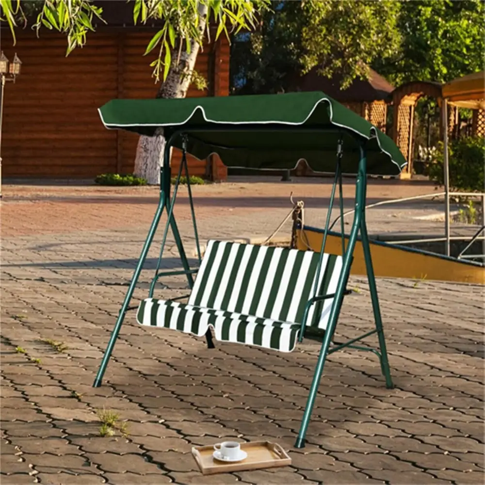 Two-seat Patio Swing Chair with Sunshade, Patio Lounge Chair, Comfortable Sitting, Green