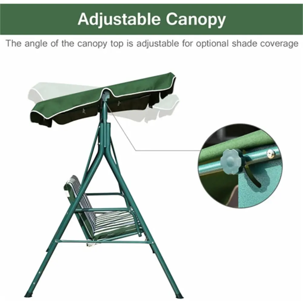 Two-seat Patio Swing Chair with Sunshade, Patio Lounge Chair, Comfortable Sitting, Green