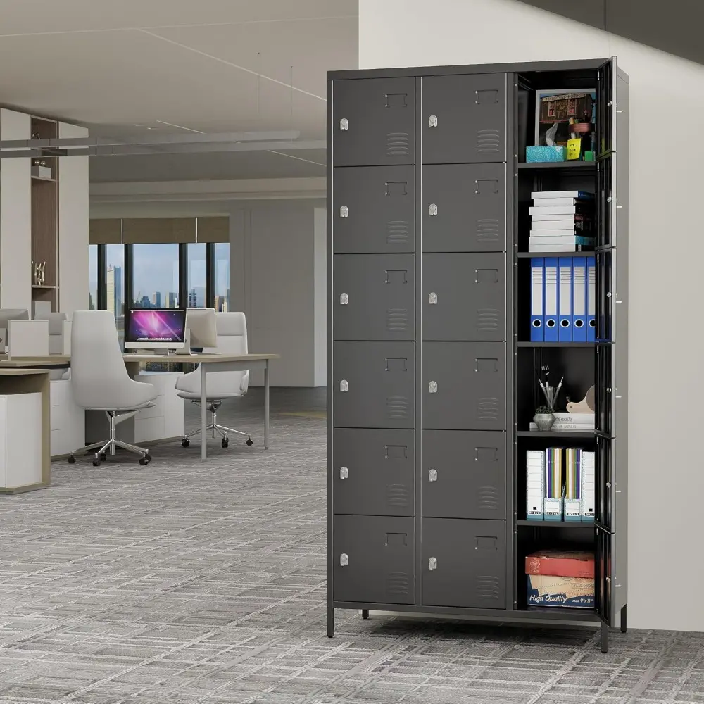 Locker Organizer with 18 Doors, Metal Lockers for Employees, Storage Steel Organizer for School, Metal Storage Cabinet for Gym,