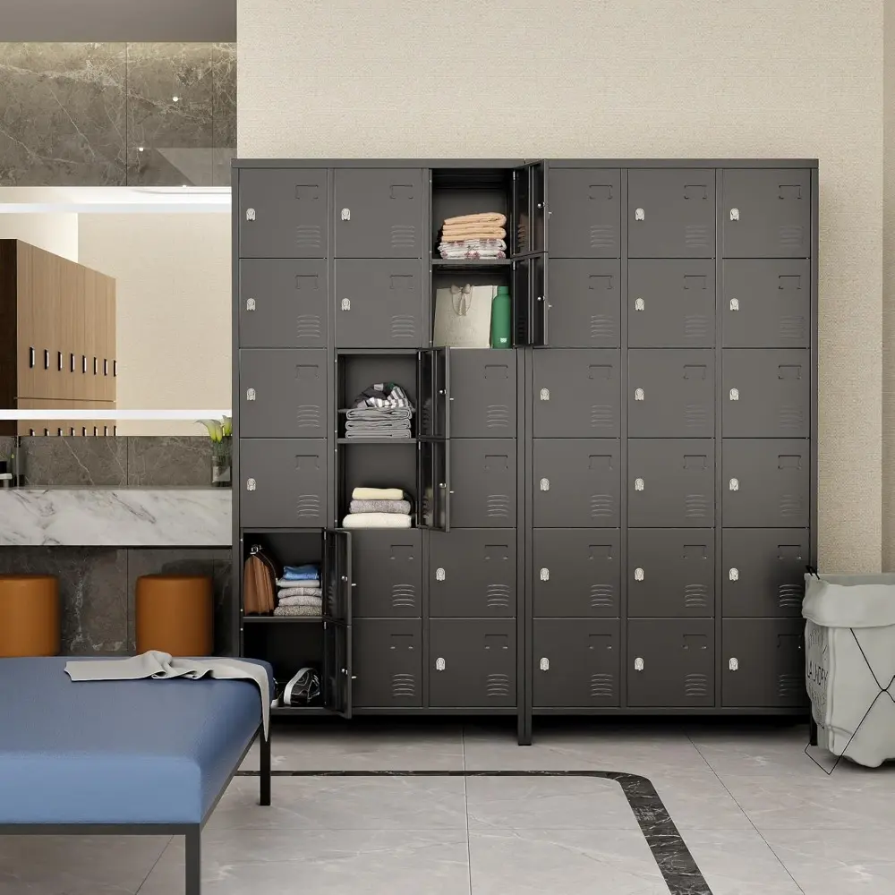 Locker Organizer with 18 Doors, Metal Lockers for Employees, Storage Steel Organizer for School, Metal Storage Cabinet for Gym,
