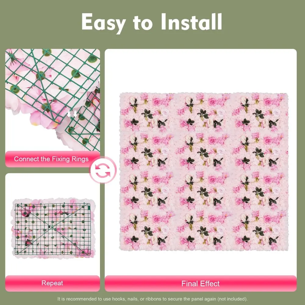 23.62" x 15.74" Artificial Flower Wall Panels Floral Backdrop, 12Pcs Artificial Flower Faux Roses Wall Background for Home Walls