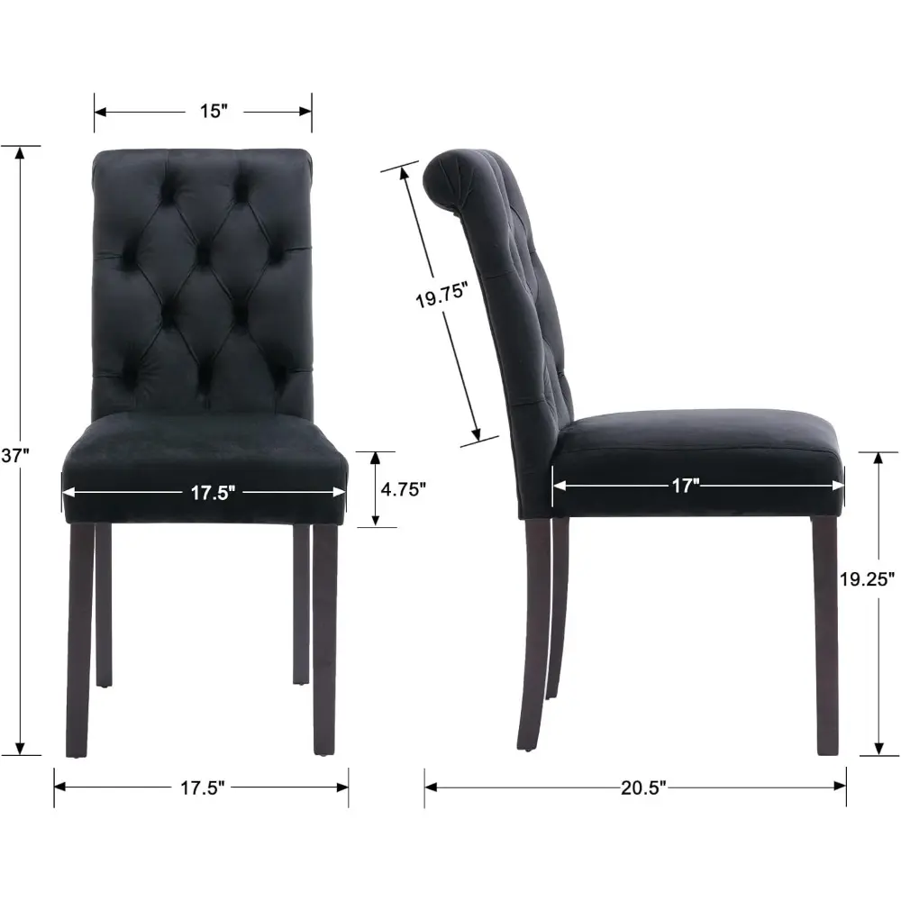 Velvet Dining Chairs Set of 4 Upholstered Dining Room Chairs Modern Tufted Accent Chairs Wooden Parsons
