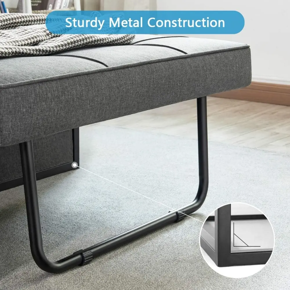 Sofa Bed, Convertible Chair 4 in 1 Multi-Function Folding Ottoman Modern Breathable Linen Guest Bed with Adjustable Sleeper for