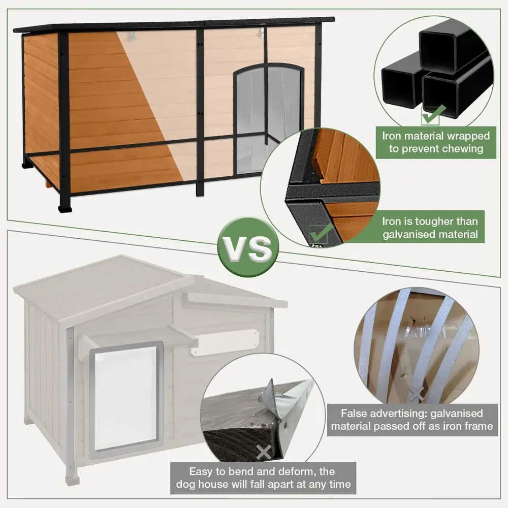 Large Heated Dog House with Insulated Liner for Outdoor - Waterproof Outside Dog Kennel for Medium and Large Dog with All-Around