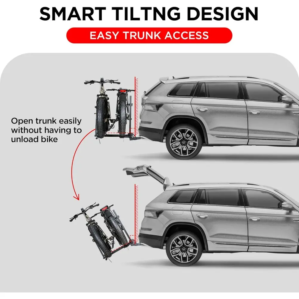 Hitch 2-Bike Rack Fellow, 200 lbs Capacity E-Bike Carrier for Cars Trucks SUVs Minivans RV, Trailer, Foldable Platform Mount, Up