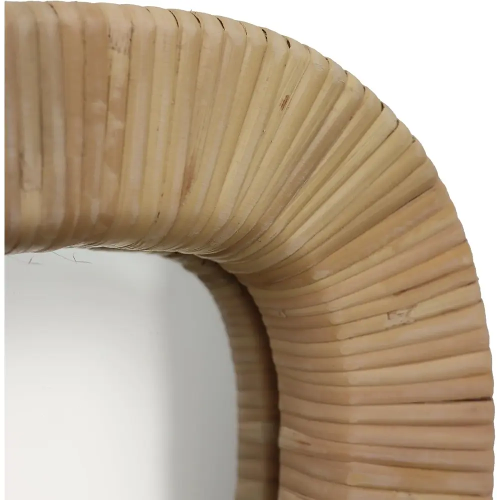 Rattan Wall Mirror, Irregular Wave Mirror, Decorative Wall Mirror for Living Room, Bedroom, Bathroom, 23.6" W x 1.4" D x 37.8"