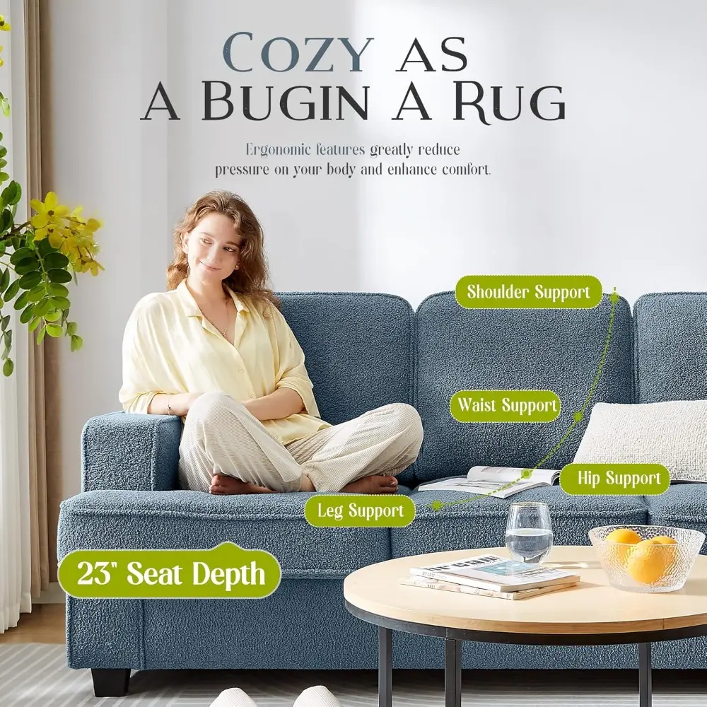 Sofas for Living Room, 85” Spacious Deep Seat Sofa for Living Room/Bedroom/Office/Apartment, Sofa Bed for Small Spaces, Detachab