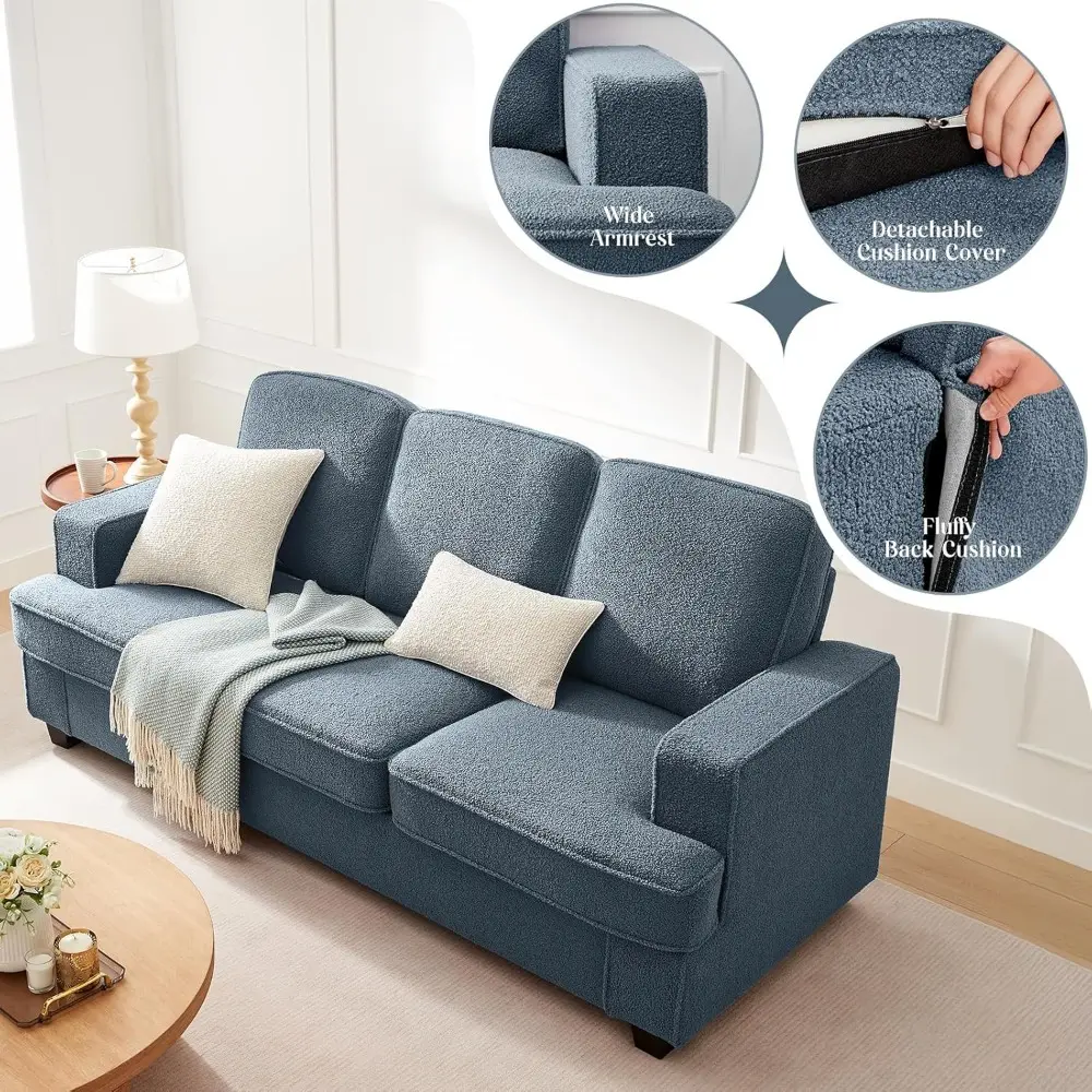 Sofas for Living Room, 85” Spacious Deep Seat Sofa for Living Room/Bedroom/Office/Apartment, Sofa Bed for Small Spaces, Detachab