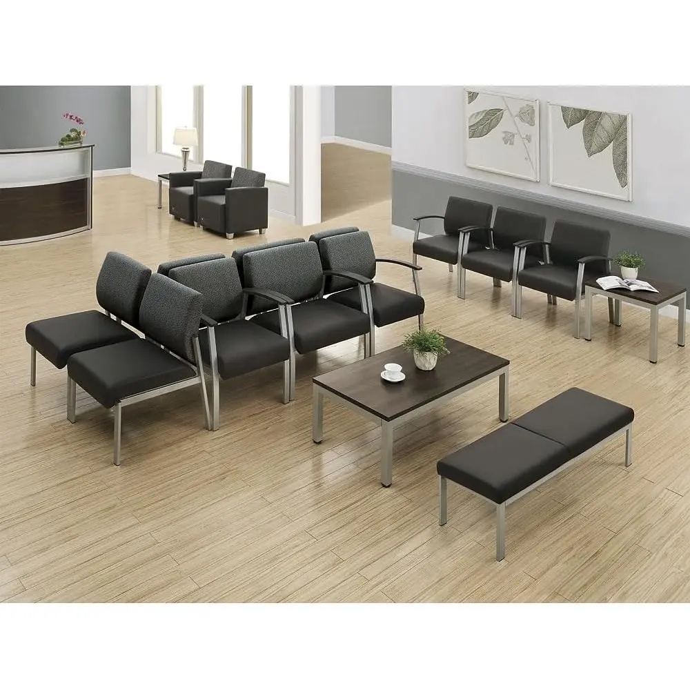 NBF Compass Guest Chair with Arms - Ergonomic Office Chairs with Williamsburg Polyurethane - Heavy Duty Steel Frame Waiting Room