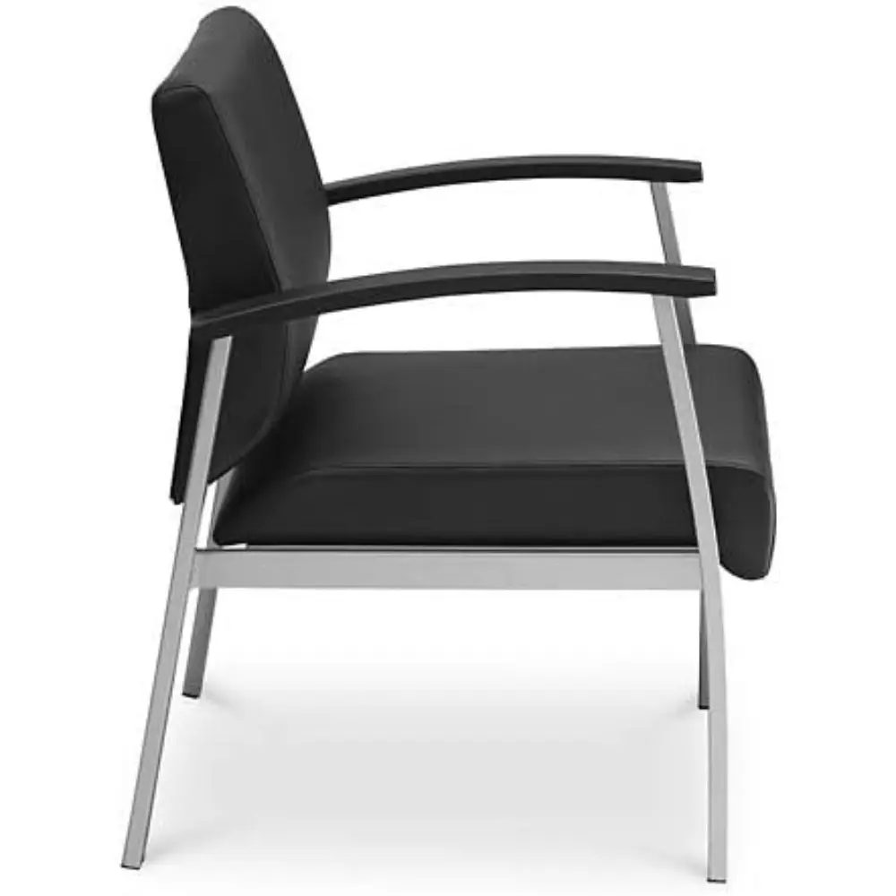 NBF Compass Guest Chair with Arms - Ergonomic Office Chairs with Williamsburg Polyurethane - Heavy Duty Steel Frame Waiting Room