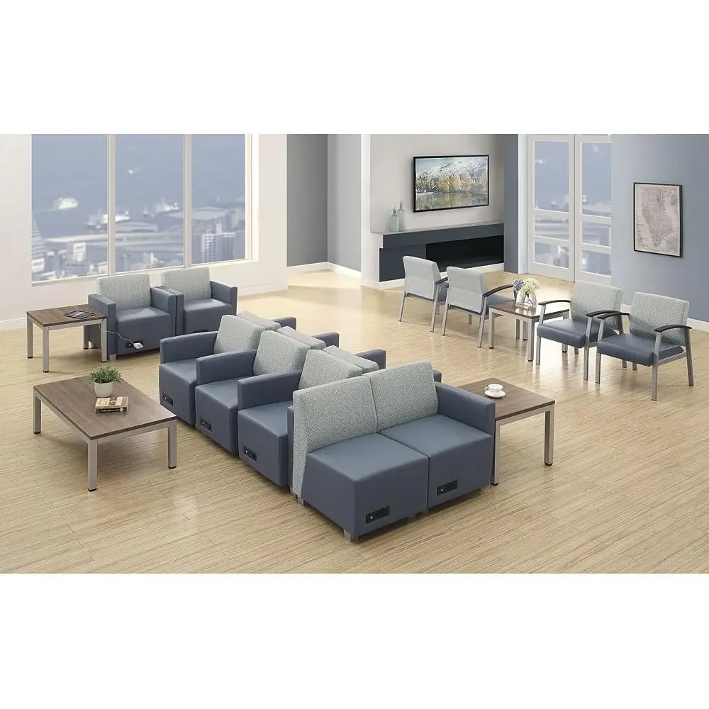 NBF Compass Guest Chair with Arms - Ergonomic Office Chairs with Williamsburg Polyurethane - Heavy Duty Steel Frame Waiting Room