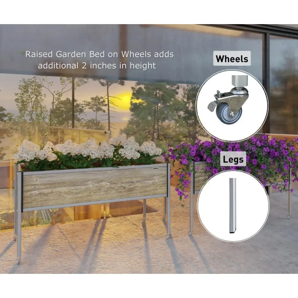 Foreman Raised Garden Bed on Wheels – Weather-Resistant Raised Garden Bed (36" x 24" x 27") with Drainage, Ideal Raised Garden B