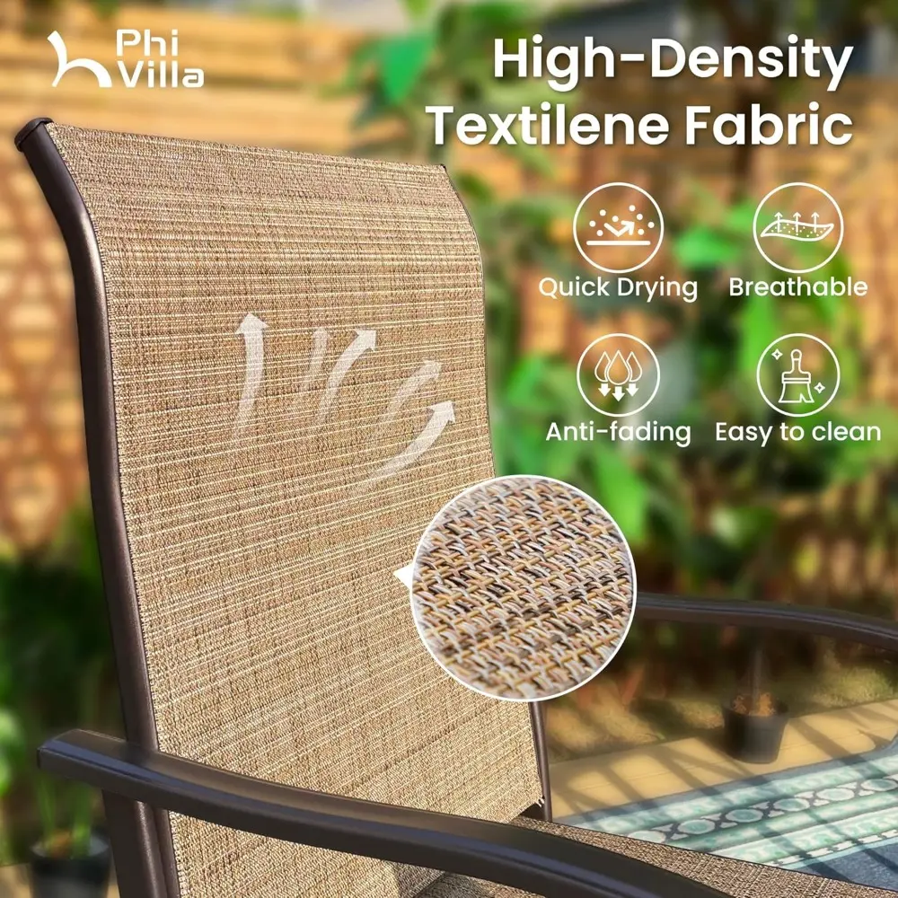 Outdoor Swivel Patio Bar Set of 9, Patio Bar Table and Chairs Set with High Top Patio Chairs and Wood Like Bar Table, All-Weath
