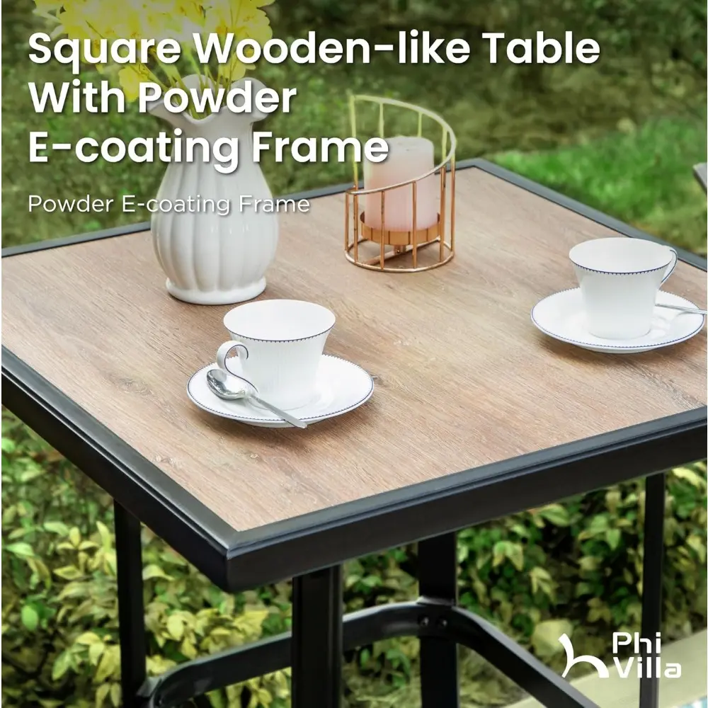 Outdoor Swivel Patio Bar Set of 9, Patio Bar Table and Chairs Set with High Top Patio Chairs and Wood Like Bar Table, All-Weath