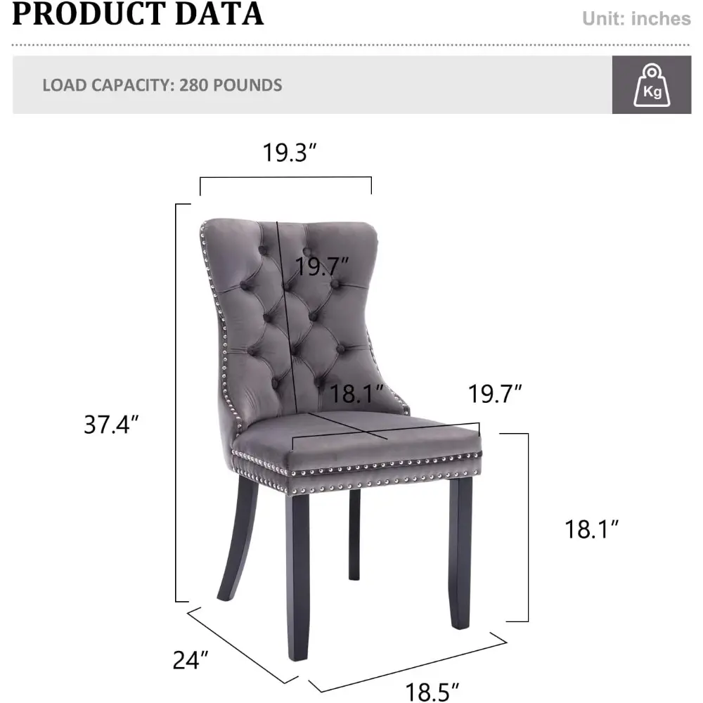 Velvet Dining Chairs Set of 4,Upholstered Dining Chairs with Ring Pull Trim and Button Back,Modern Seating for Kitchen, Bedroom