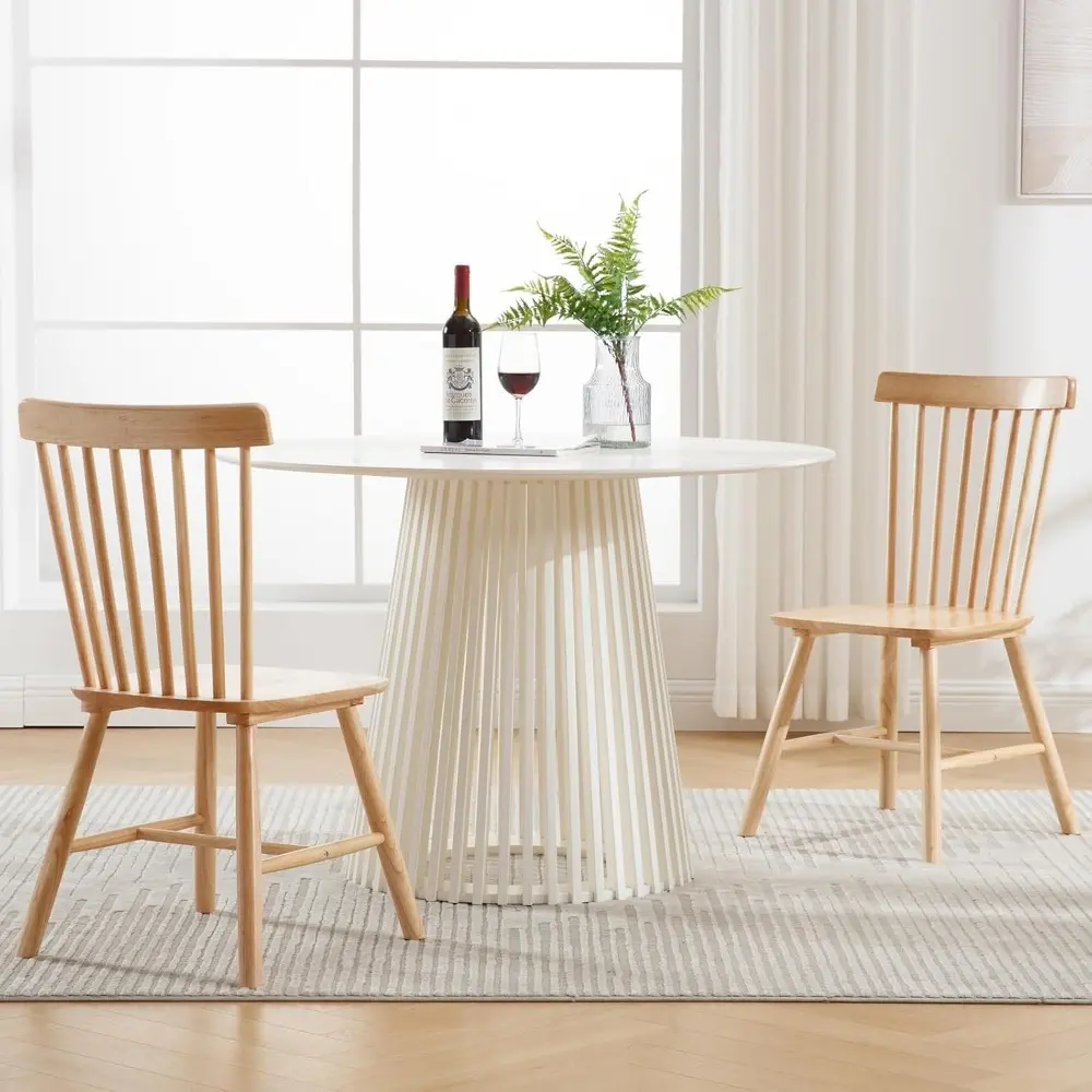 Dining Chairs Set of 4, Vintage Kitchen Chairs Windsor Chairs with Solid Wood Legs Country Farmhouse Style, Oak