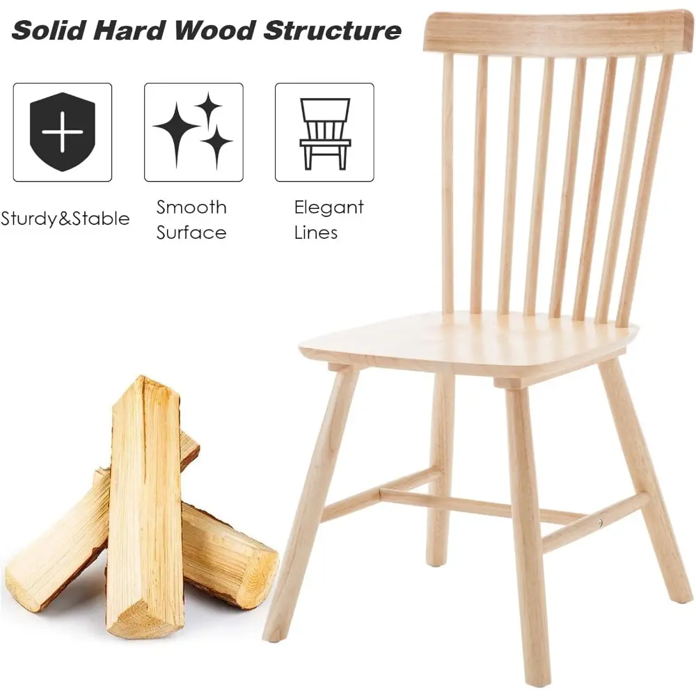 Dining Chairs Set of 4, Vintage Kitchen Chairs Windsor Chairs with Solid Wood Legs Country Farmhouse Style, Oak