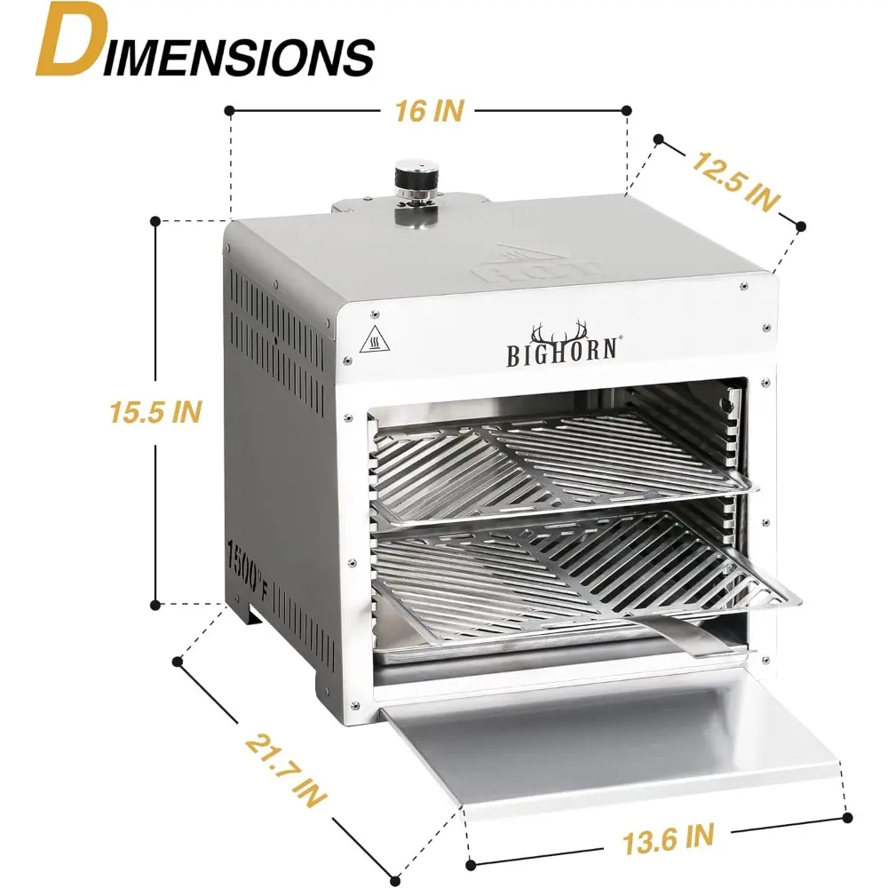 1500°F Small Infrared Propane Gas Grill – Portable Steak Broiler & Sear Station, Outdoor Salamander BBQ with Pizza Stone, Stain