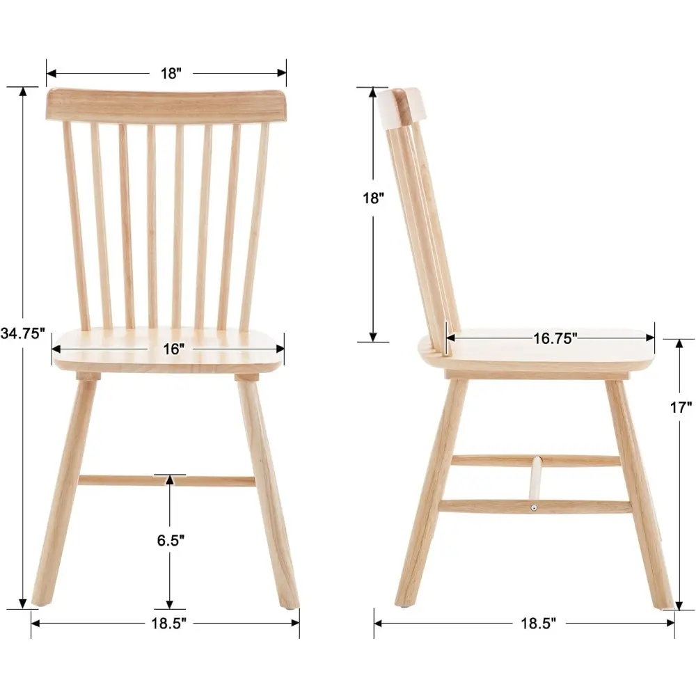 Dining Chairs Set of 4, Vintage Kitchen Chairs Windsor Chairs with Solid Wood Legs Country Farmhouse Style, Oak
